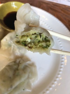 Steam vegan dumplings   at Loving Hut in Brooklyn