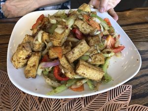 Lemongrass tofu (sautéed) no rice extra tofu   at Loving Hut in Brooklyn