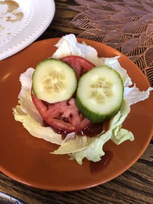 Lettuce tomato cucumber   at Loving Hut in Brooklyn