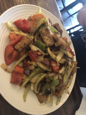 Lemongrass tofu (sautéed) no rice extra tofu   at Loving Hut in Brooklyn