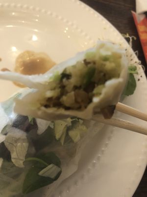 Steam vegan dumplings   at Loving Hut in Brooklyn