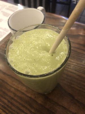 Loving hut smoothies - Avocado, ginger, apple, banana , kale   at Loving Hut in Brooklyn