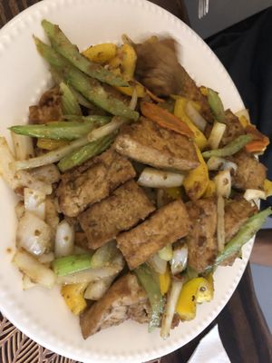 Lemongrass tofu (sautéed) no rice extra tofu   at Loving Hut in Brooklyn