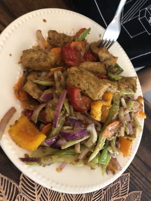 Lemongrass tofu (sautéed) no rice extra tofu   at Loving Hut in Brooklyn