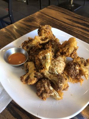 Crispy Buffalo cauliflower   at Loving Hut in Brooklyn