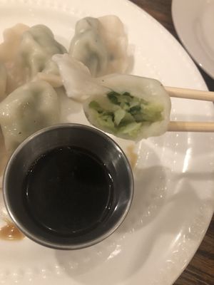 Vegan steam dumplings  at Loving Hut in Brooklyn