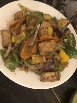 Lemongrass tofu (sautéed) extra tofu no rice   at Loving Hut in Brooklyn