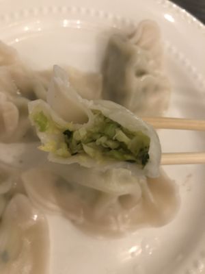Steamed vegan dumpling   at Loving Hut in Brooklyn
