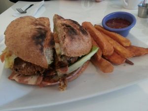 sweet potato fries! at Loving Hut in Brooklyn