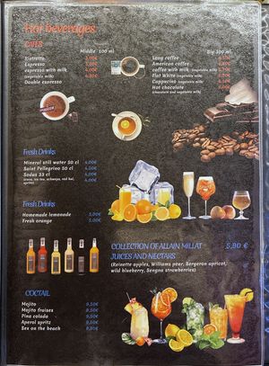 Vegan beverages at Culture Crêpes in Paris