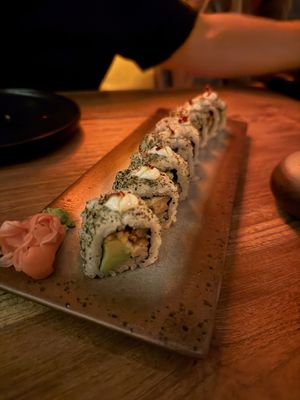 Vegan crispy mushroom roll  at Mostly in Mengwi