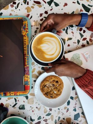 Vegan cookie and oat milk latte at PROVISION  in Phoenix
