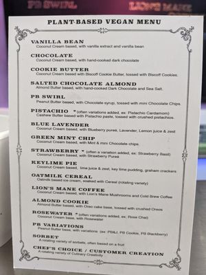 Ingredients listed at Cookman Creamery in Asbury Park