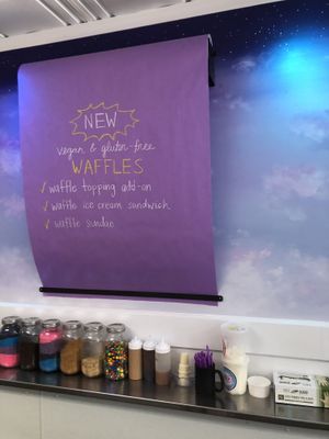 Signage for waffles at Cookman Creamery in Asbury Park