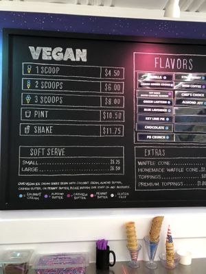 Vegan menu board  at Cookman Creamery in Asbury Park