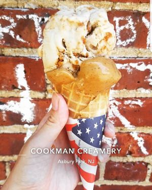 Butterscotch almond on the bottom and cookie butter on top at Cookman Creamery in Asbury Park