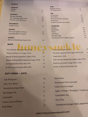 Drinks   at Honeysuckle Restaurant  in Buderim