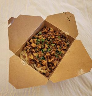 Blackened Fettucine with Spicy Blackened Chick'n at Oleum in Baltimore