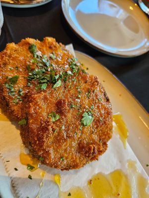 Fried Eggplant. It's so crispy. Savory with a little sweet. at Oleum in Baltimore