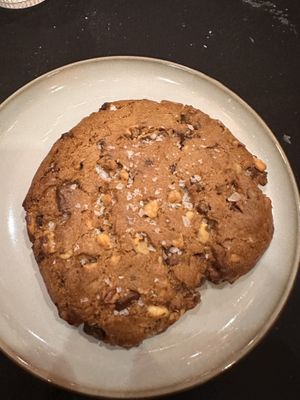 Big chocolate chip and walnut cookie - right out of the oven. Large enough to split four ways!  at Oleum in Baltimore