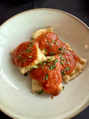 Ravioli (no almond) at Oleum in Baltimore