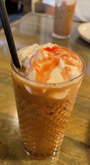 White chocolate strawberry oat milk latte😋  at Oleum in Baltimore