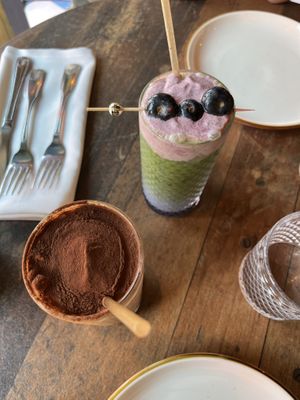 Blueberry matcha, tiramisu latte  at Oleum in Baltimore