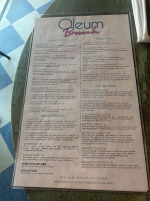 Current menu  at Oleum in Baltimore