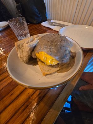Biscuits with sausage and gravy. Unbelievably delicious! at Oleum in Baltimore