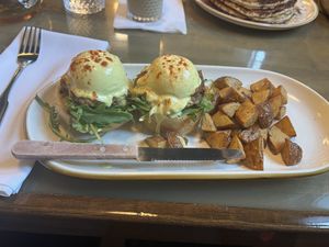 Brunch Easter Special - crab cakes egg Benedict   at Oleum in Baltimore