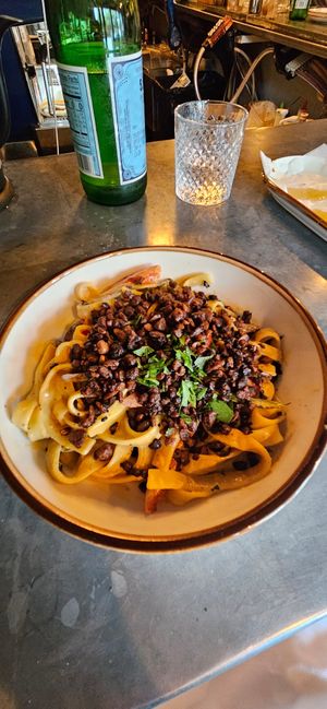 Blackened alfredo with added tempeh bacon at Oleum in Baltimore