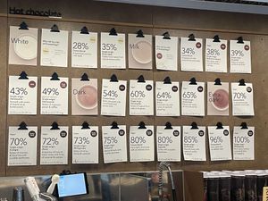 Chocolate Options clearly marked vegan at Knoops in Edinburgh