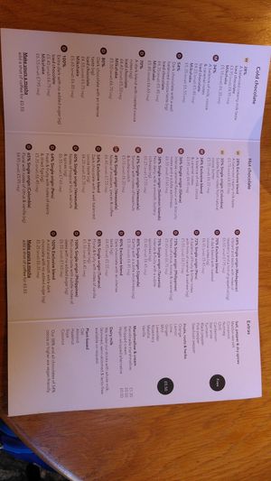 Chocolates menu at Knoops in Edinburgh