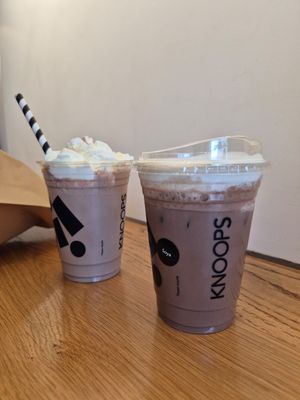 Ice chocolate with soya milk (right hand side) at Knoops in Edinburgh