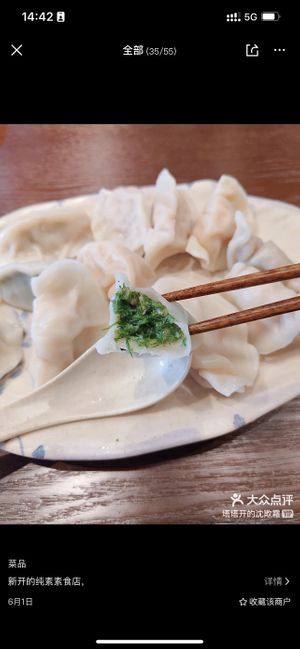茴香水饺  at  Nan Su Fang Vegan Dumpling - 楠素坊 in Shanghai