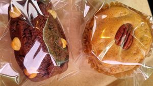 Pecan and carrot cupcake and choc hazelnut cake at Soyang Bori Bakery in Chuncheon
