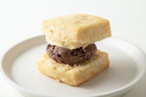 Comforting sweetness of red bean paste sandwiched with rich, creamy Hokkaido butter. at iro scone in Yokohama