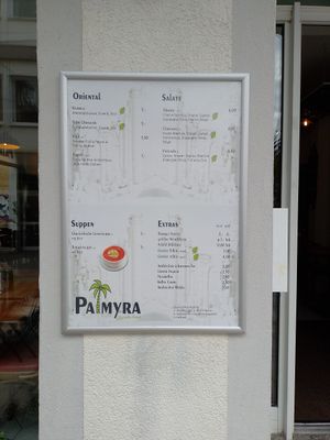 Karte vor dem Lokal at Palmyra in Gottingen