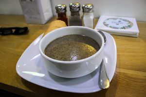 mushroom soup at The Green Bean Coffee Shop in Yerevan