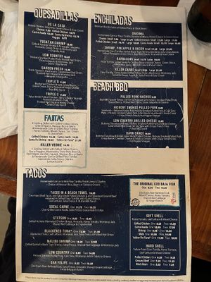 Menu  at Tower 7 Baja Mexican Grill in Wrightsville Beach