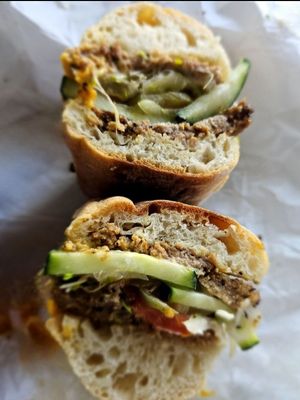 Vegan sandwich with Butcher's Son Pastrami at Nature's Goodness in Carmichael