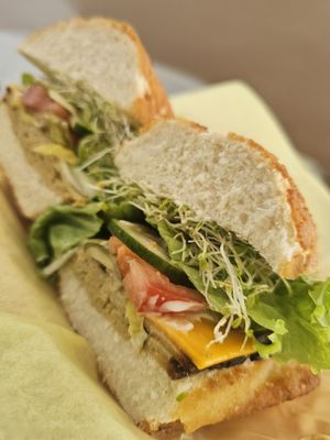 Butcher's Son Garlic Chikn with Cheddar on Dutch Crunch (vegan) at Nature's Goodness in Carmichael