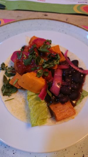 Sweet potato and black bean vegan taco (nice but tiny!) at Lounges - Milo Lounge in Liverpool