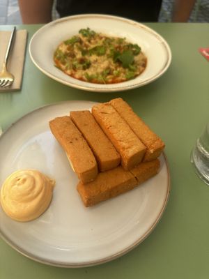 Chickpea fritters - delicious!   at Barbarella PLANT Bistro in Ljubljana