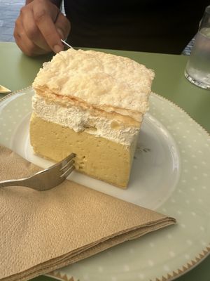 Very good vegan version of the local cream cake   at Barbarella PLANT Bistro in Ljubljana