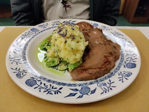 Lion's mane steak at Barbarella PLANT Bistro in Ljubljana