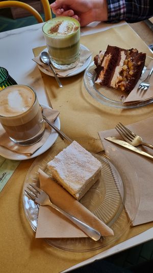 cakes and coffee specialities at Barbarella PLANT Bistro in Ljubljana