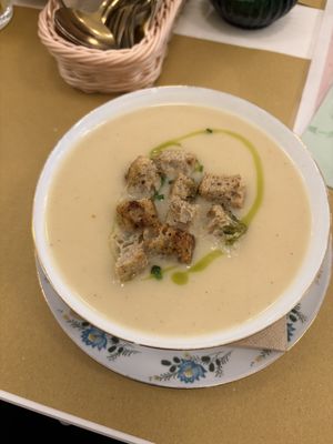 Creme Soup of the Day: Cauliflower Soup  at Barbarella PLANT Bistro in Ljubljana
