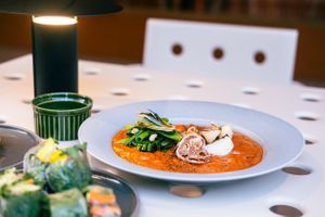 蕪と九条ネギのトマトソース at TOSSO Hoba in Tokyo