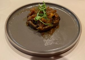 Jumbo Mushroom Steak with Red Wine and Onion Saucee  at TOSSO Hoba in Tokyo